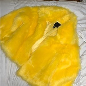yellow fluffy coat